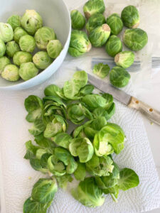 Green leaves Brussels sprouts